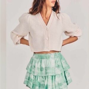 LoveShackFancy Green Mini Skirt XS P Like New